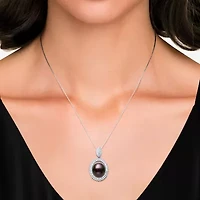 Womens Black Cultured Freshwater Pearl Sterling Silver Oval 18 Inch Pendant Necklace