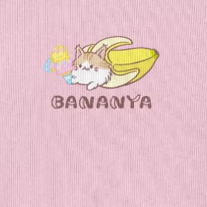 Bananya Little & Big Kid Girls Crew Neck Short Sleeve Regular Fit Graphic T-Shirt