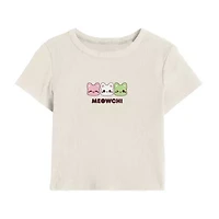 Meowchi Little & Big Kid Girls Crew Neck Short Sleeve Regular Fit Graphic T-Shirt