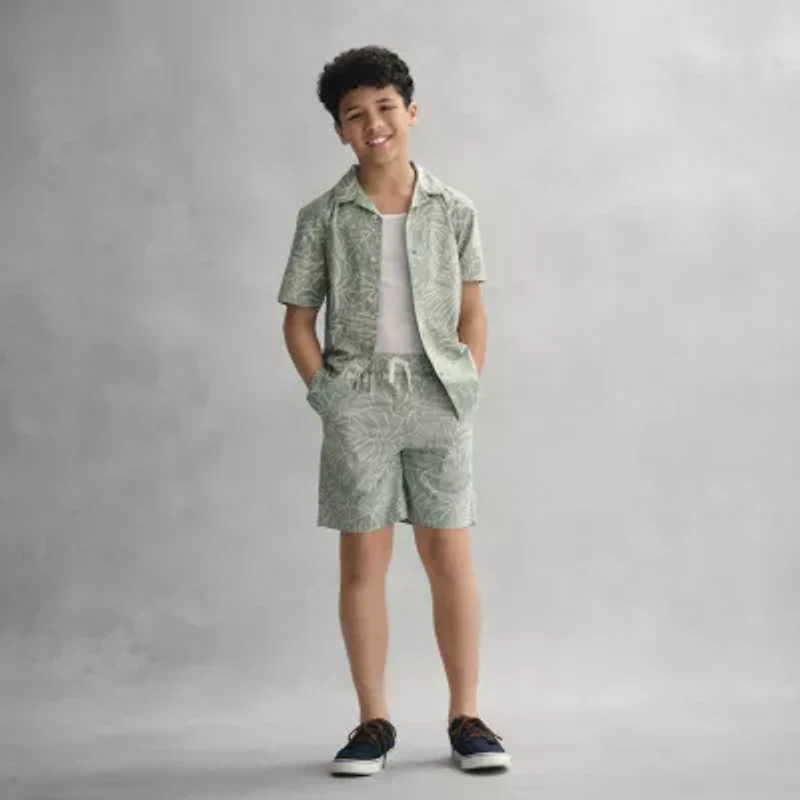 Thereabouts Little & Big Kid Boys Short Sleeve Fitted Sleeve Regular Fit Button-Down Shirt