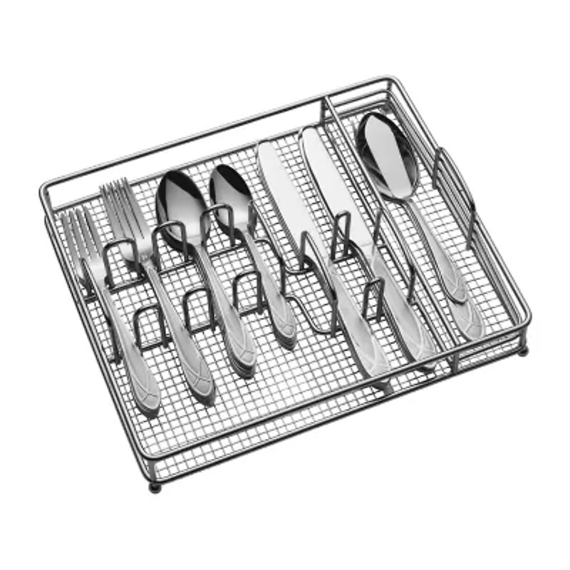 Pfaltzgraff Mirage Frost Stainless Steel 42-pc. Flatware Set with Caddy