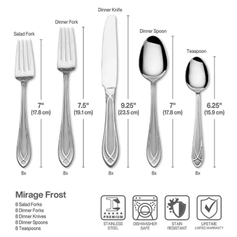 Pfaltzgraff Mirage Frost Stainless Steel 42-pc. Flatware Set with Caddy