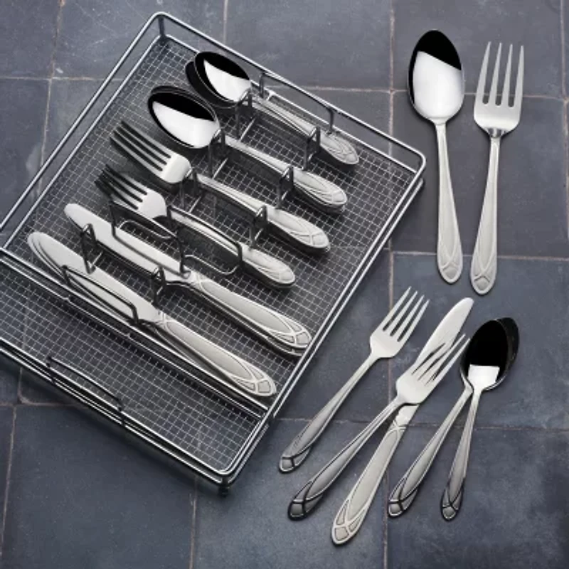 Pfaltzgraff Mirage Frost Stainless Steel 42-pc. Flatware Set with Caddy
