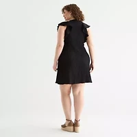 52seven Womens Short Sleeve Shift Dress Plus