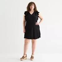 52seven Womens Short Sleeve Shift Dress Plus