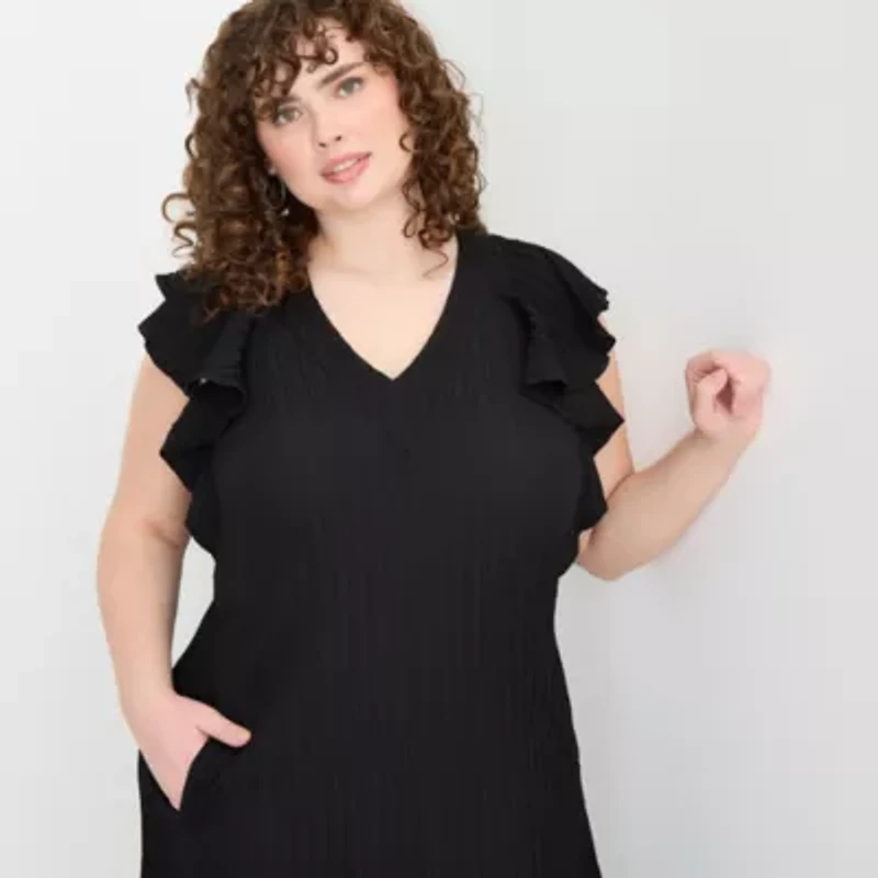 52seven Womens Short Sleeve Plus Shift Dress