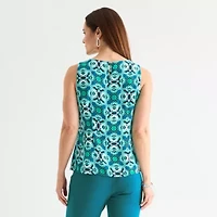 Liz Claiborne Womens V Neck Sleeveless Satin Blouse