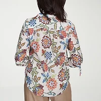 Alfred Dunner Summer Solstice Womens 3/4 Sleeve Blouse