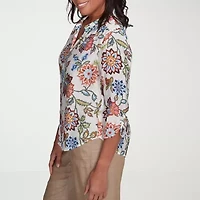 Alfred Dunner Summer Solstice Womens 3/4 Sleeve Blouse