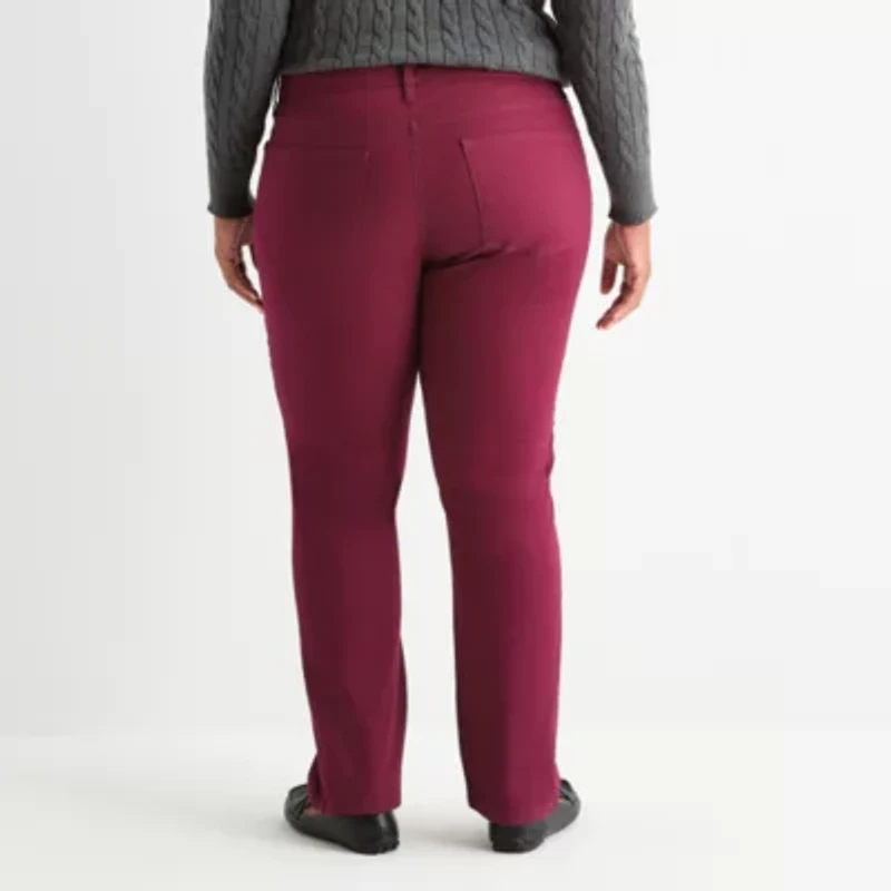 St. John's Bay Womens Plus Mid Rise Straight Leg Jean