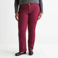 St. John's Bay Womens Plus Mid Rise Straight Leg Jean