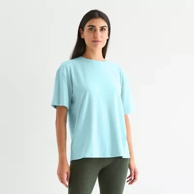 Xersion Everyday Womens Pleat Back Crew Neck Short Sleeve T-Shirt