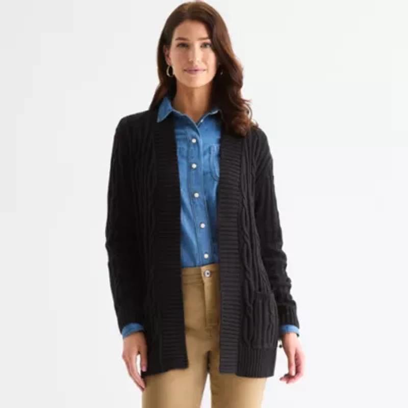 St. John's Bay Womens Long Sleeve Cardigan