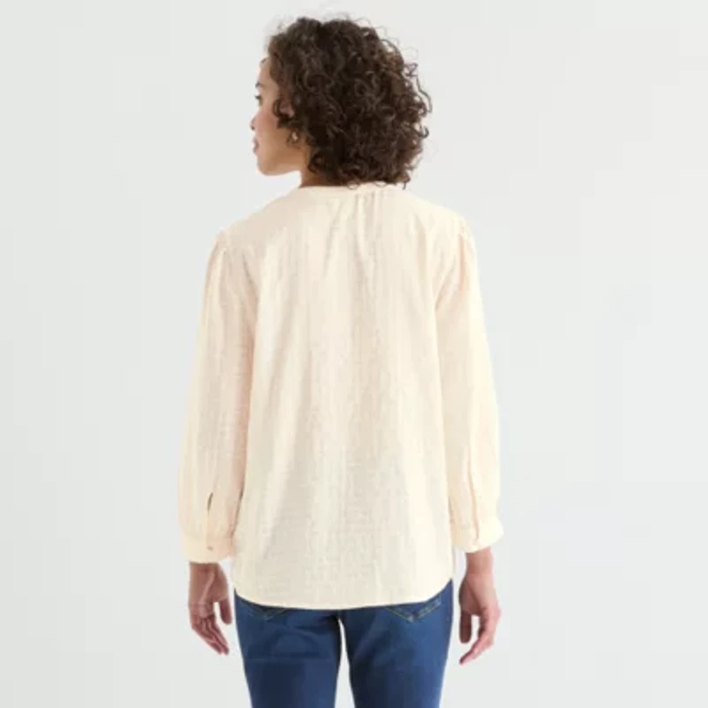 St. John's Bay Womens Crew Neck Long Sleeve Blouse
