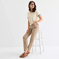 St. John's Bay Womens V Neck Short Sleeve Pullover Polo Sweater