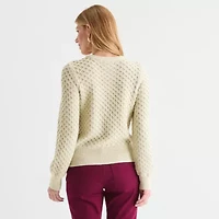 Liz Claiborne Womens Crew Neck Long Sleeve Pullover Sweater