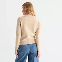 Liz Claiborne Womens Mock Neck Long Sleeve Pullover Sweater
