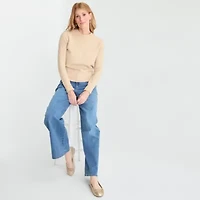 Liz Claiborne Womens Mock Neck Long Sleeve Pullover Sweater
