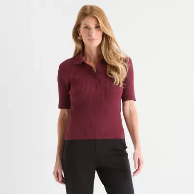 Liz Claiborne Womens Short Sleeve Pullover Sweater