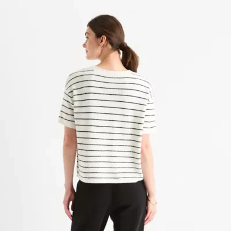 Stylus Womens Crew Neck Short Sleeve Pullover Sweater