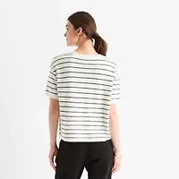 Stylus Womens Crew Neck Short Sleeve Pullover Sweater