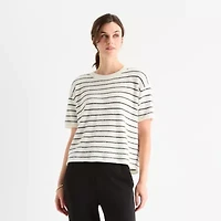 Stylus Womens Crew Neck Short Sleeve Pullover Sweater