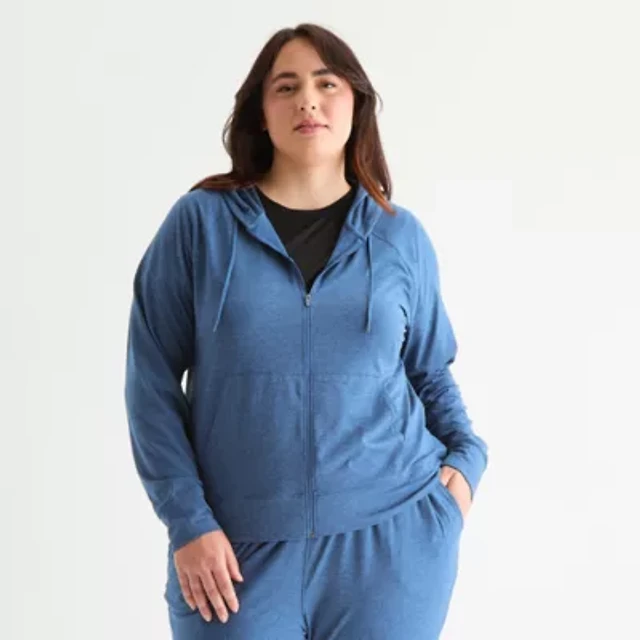 Xersion Everyday Womens Long Sleeve Zipper Active Hoodie Plus