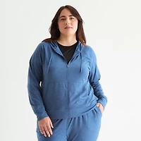 Xersion Everyday Womens Long Sleeve Zipper Active Plus Hoodie
