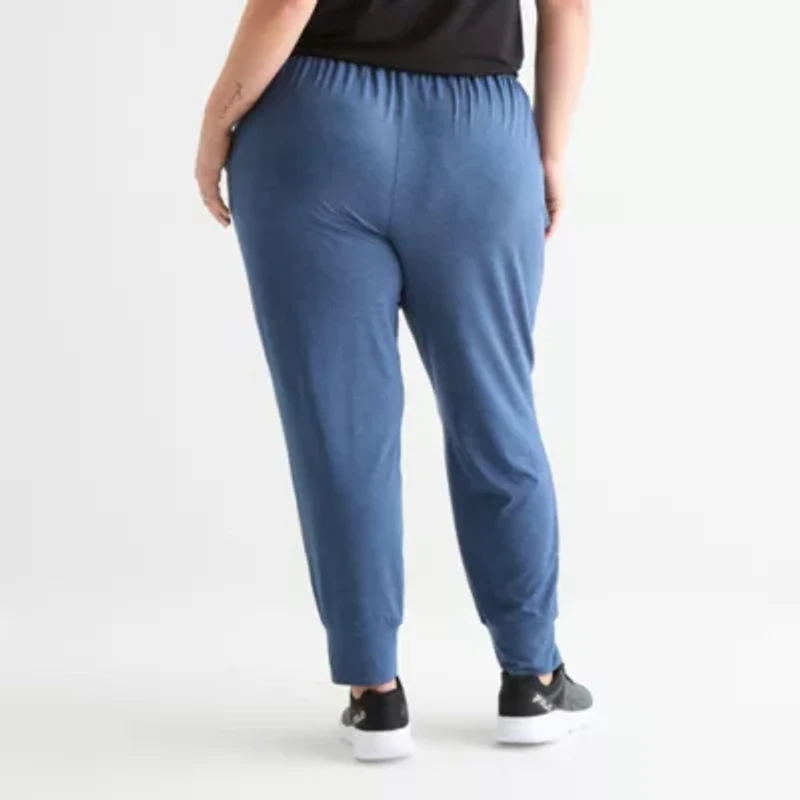 Xersion Everyday Womens Drawstring Waist Tapered Mid Rise Plus Active Jogger Pant
