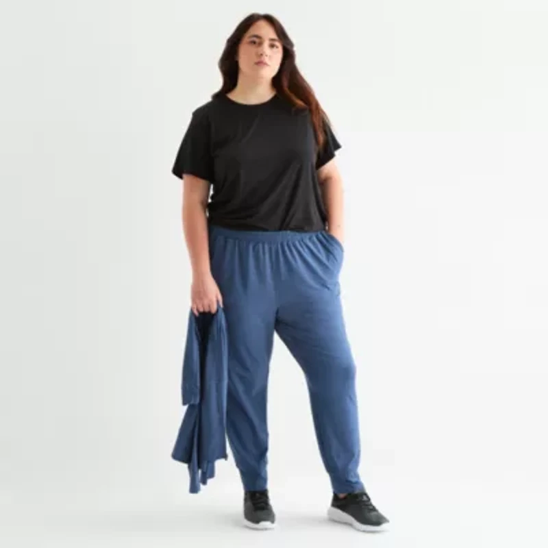 Xersion Everyday Womens Drawstring Waist Tapered Mid Rise Plus Active Jogger Pant