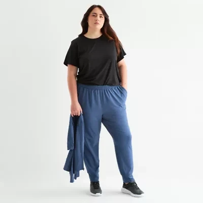 Xersion Everyday Womens Drawstring Waist Tapered Mid Rise Plus Active Jogger Pant