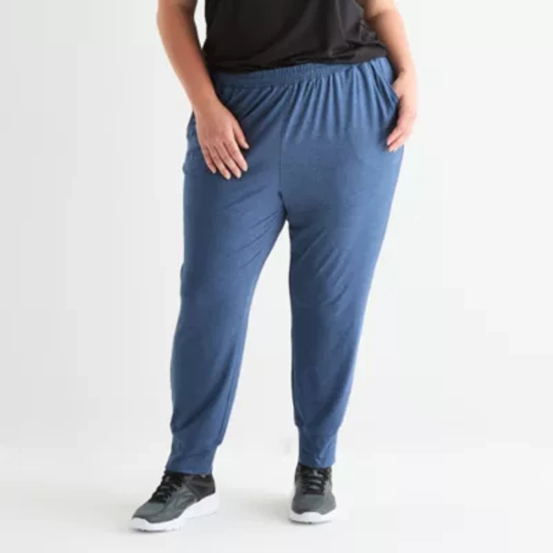 Xersion Everyday Womens Drawstring Waist Tapered Mid Rise Plus Active Jogger Pant