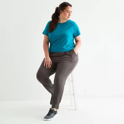 Xersion Everyday Womens Drawstring Waist Cuffed Mid Rise Regular Fit Plus Active Jogger Pant