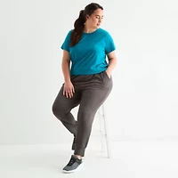 Xersion Everyday Womens Drawstring Waist Cuffed Mid Rise Regular Fit Plus Active Jogger Pant