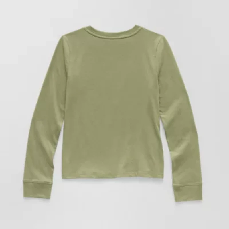 Thereabouts Little & Big Kid Girls Crew Neck Long Sleeve Regular Fit Graphic T-Shirt