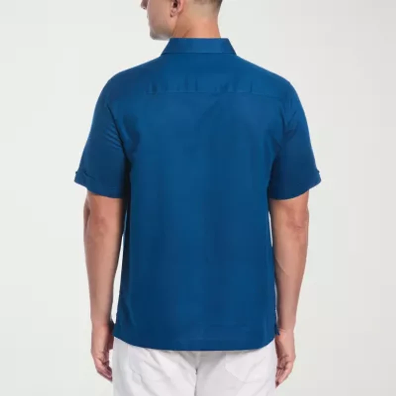 Cubavera Embroidered Mens Short Sleeve Regular Fit Button-Down Shirt