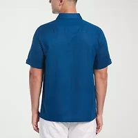 Cubavera Embroidered Mens Short Sleeve Regular Fit Button-Down Shirt