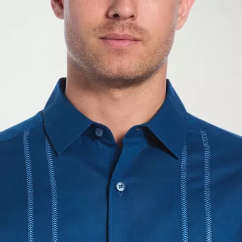 Cubavera Embroidered Mens Short Sleeve Regular Fit Button-Down Shirt