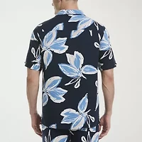 Cubavera Mens Floral Short Sleeve Regular Fit Button-Down Shirt