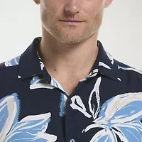 Cubavera Mens Floral Short Sleeve Regular Fit Button-Down Shirt