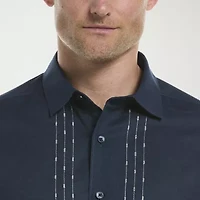 Cubavera L Shape Embroidery Mens Short Sleeve Regular Fit Button-Down Shirt