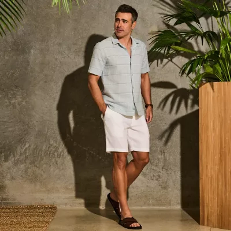 Cubavera Dobby Mens Short Sleeve Regular Fit Button-Down Shirt