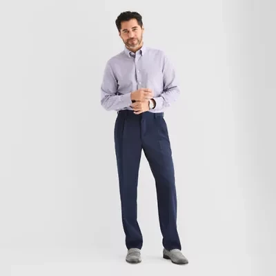Stafford Mens Straight Classic Fit Pleated Pant