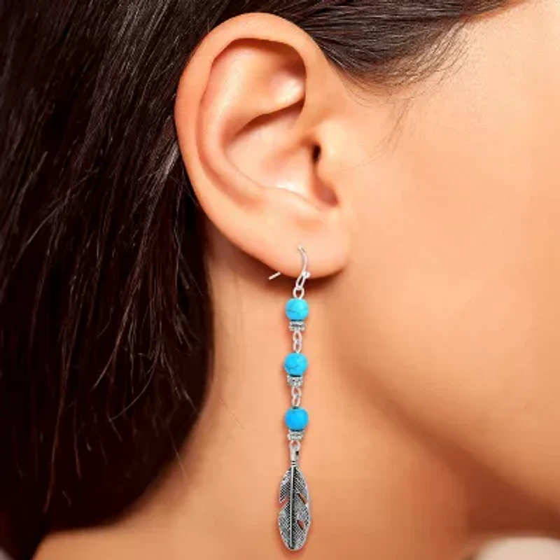 JS Jessica Simpson Womens Turquoise Turquoise Drop Earrings