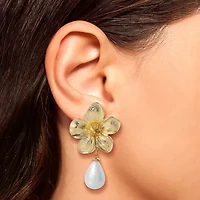 JS Jessica Simpson Womens White Simulated Pearl Drop Earrings