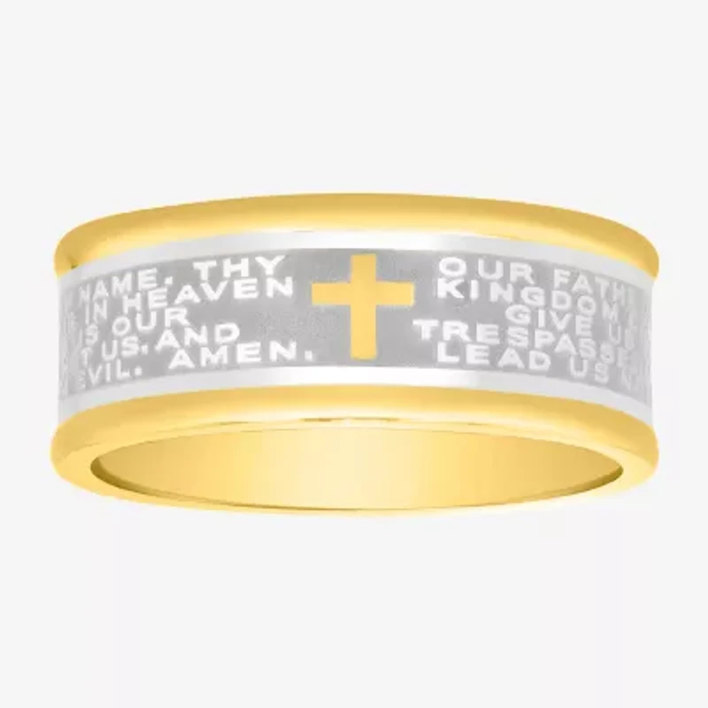 Religious Jewelry Cross Mens 9M Stainless Steel Wedding Band