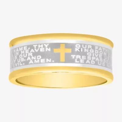 Religious Jewelry Cross Mens 9M Stainless Steel Wedding Band