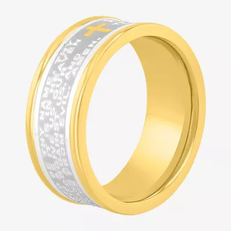 Religious Jewelry Cross Mens 9M Stainless Steel Wedding Band