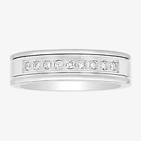 H / Si2-I1) Mens 6MM 1/5 CT. Lab Grown White Diamond Tungsten Wedding Band