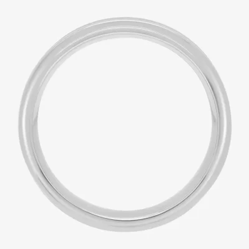 (H-I / I2-I3) Mens 8MM 1/10 CT. T.W. Natural White Diamond Stainless Steel Wedding Band